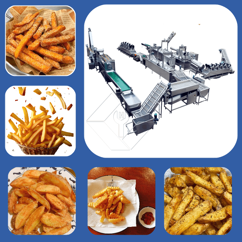 Fabrikpreis 100-1000 kg automatische Produktionslinie für gefrorene Pommes-Frites-Kartoffelchips zum Verkauf