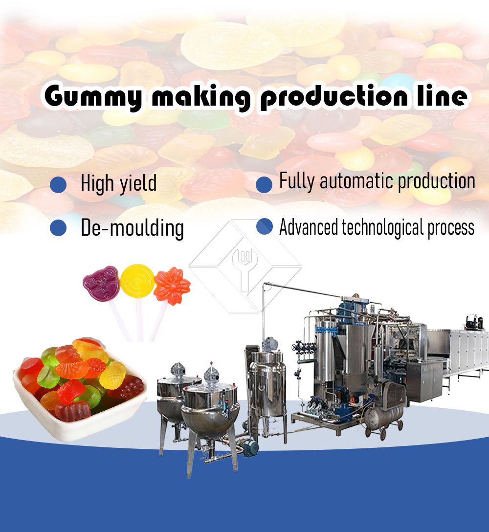 Automatische Produktionslinie zum Gießen von Hart-, Weich-, Gelee- und Lollipop-Gummibonbons Automatische Produktionslinie zum Gießen von Hart-, Weich-, Gelee- und Lollipop-Gummibonbons