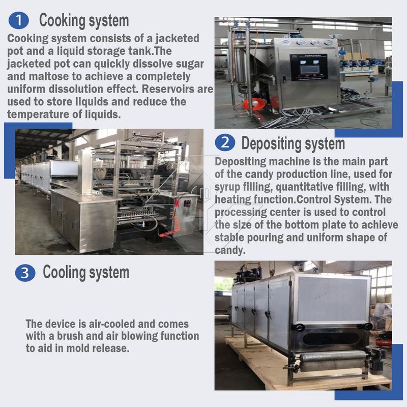 Automatische Produktionslinie zum Gießen von Hart-, Weich-, Gelee- und Lollipop-Gummibonbons
