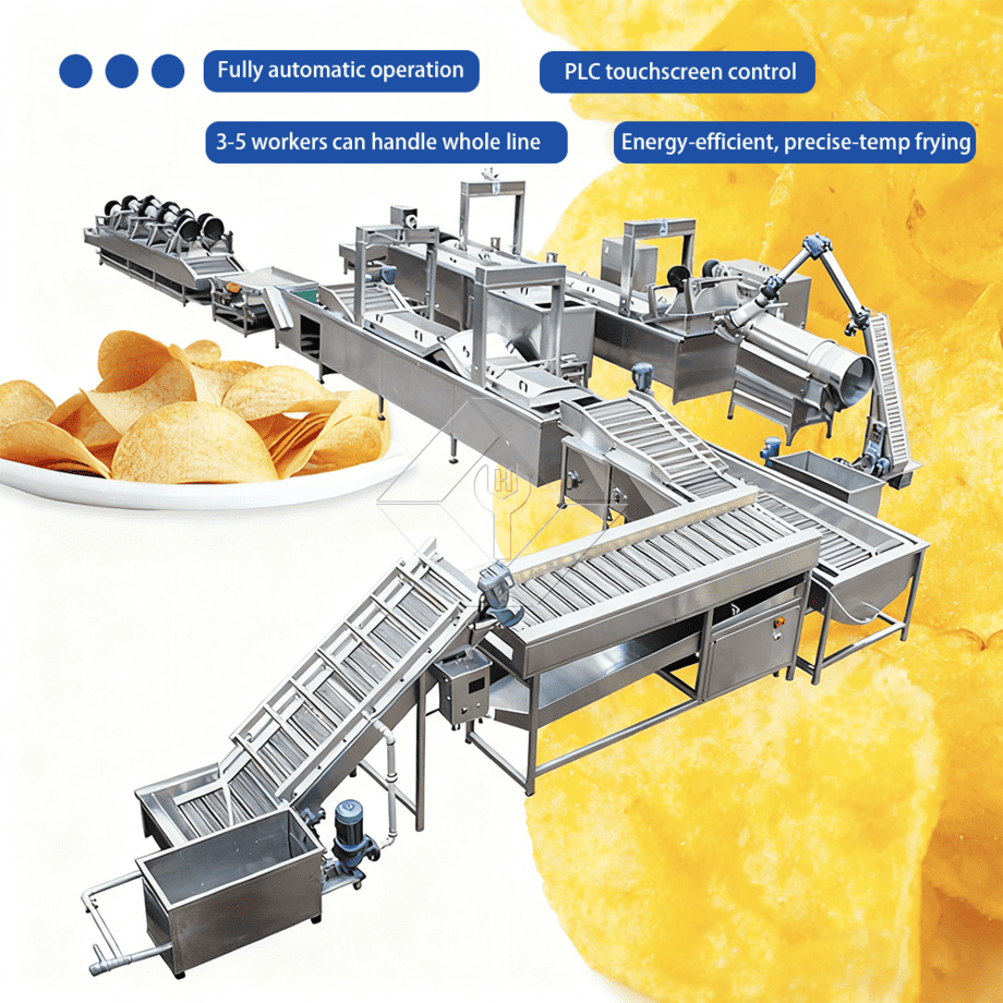 Automatische Produktionslinie für gebratene Pommes-Frites-Kartoffelchips im großen Maßstab, die eine Produktionslinie für Kartoffel-Pommes-Pommes-Pommes-Chips in der Türkei herstellt