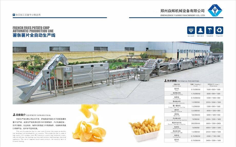 Fabrikpreis 100-1000 kg automatische Produktionslinie für gefrorene Pommes-Frites-Kartoffelchips zum Verkauf