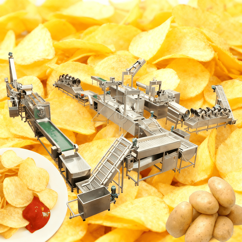 Automatische Produktionslinie für gebratene Pommes-Frites-Kartoffelchips im großen Maßstab, die eine Produktionslinie für Kartoffel-Pommes-Pommes-Pommes-Chips in der Türkei herstellt