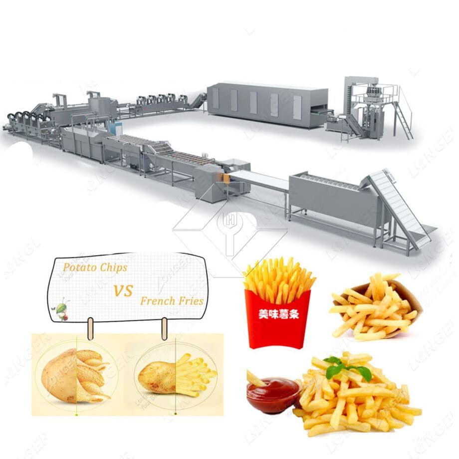 Automatische Produktionslinie für gebratene Pommes-Frites-Kartoffelchips im großen Maßstab, die eine Produktionslinie für Kartoffel-Pommes-Pommes-Pommes-Chips in der Türkei herstellt